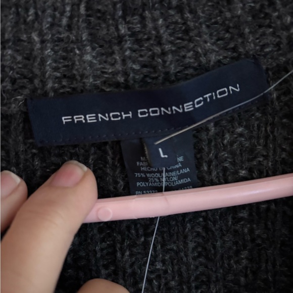 French Connection Charcoal Cardigan wool blend gray Large - Picture 3 of 5